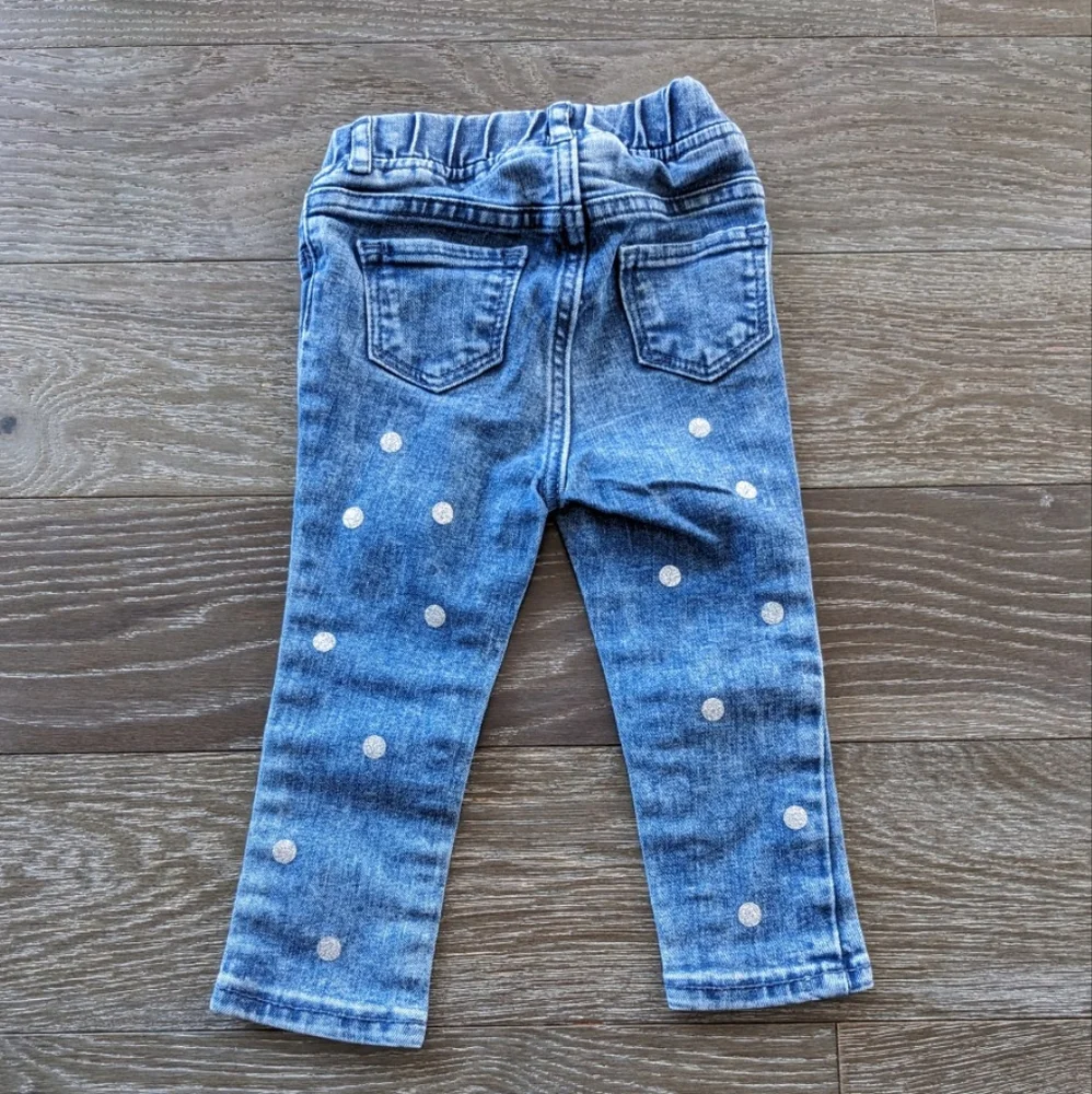 Gap Baby Denim Stretch Jeggings Glitter Dot Size 2